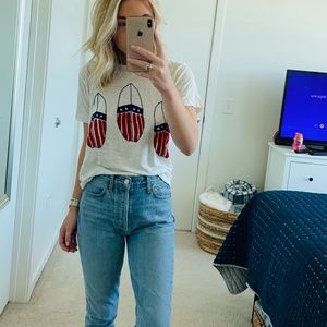 Banner Day Embroidered Red, White and Blue Tee - 2